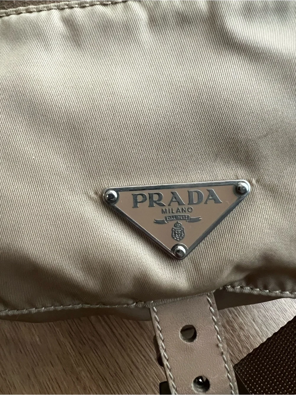 Prada Tan Nylon Messenger Bag with Adjustable Strap
